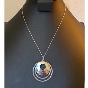Retired Silpada 925 Sterling Hammered Rings Sterling Silver Pendant Necklace